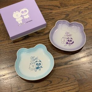 New Le Creuset x Line Friends Small Choco and Pangyo Plates Set of 2